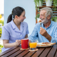 elderly man enjoy the food